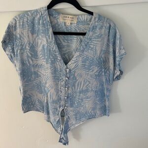 Cloth & Stone Light Blue Patterned Blouse